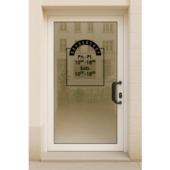 Naklejka z godzinami otwarcia- Barbershop